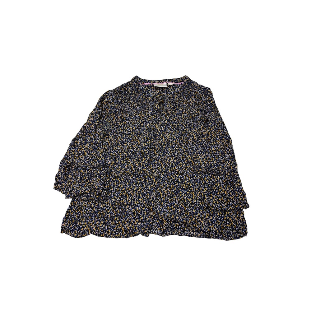 Maeve Anthropologie Multi-Color Abstract Floral Button Down Blouse M Women Rayon